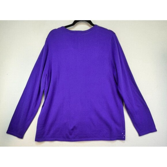 Quacker Factory Womens Embellished Cardigan Sweater Size XL/XXL Purple - Picture 9 of 9